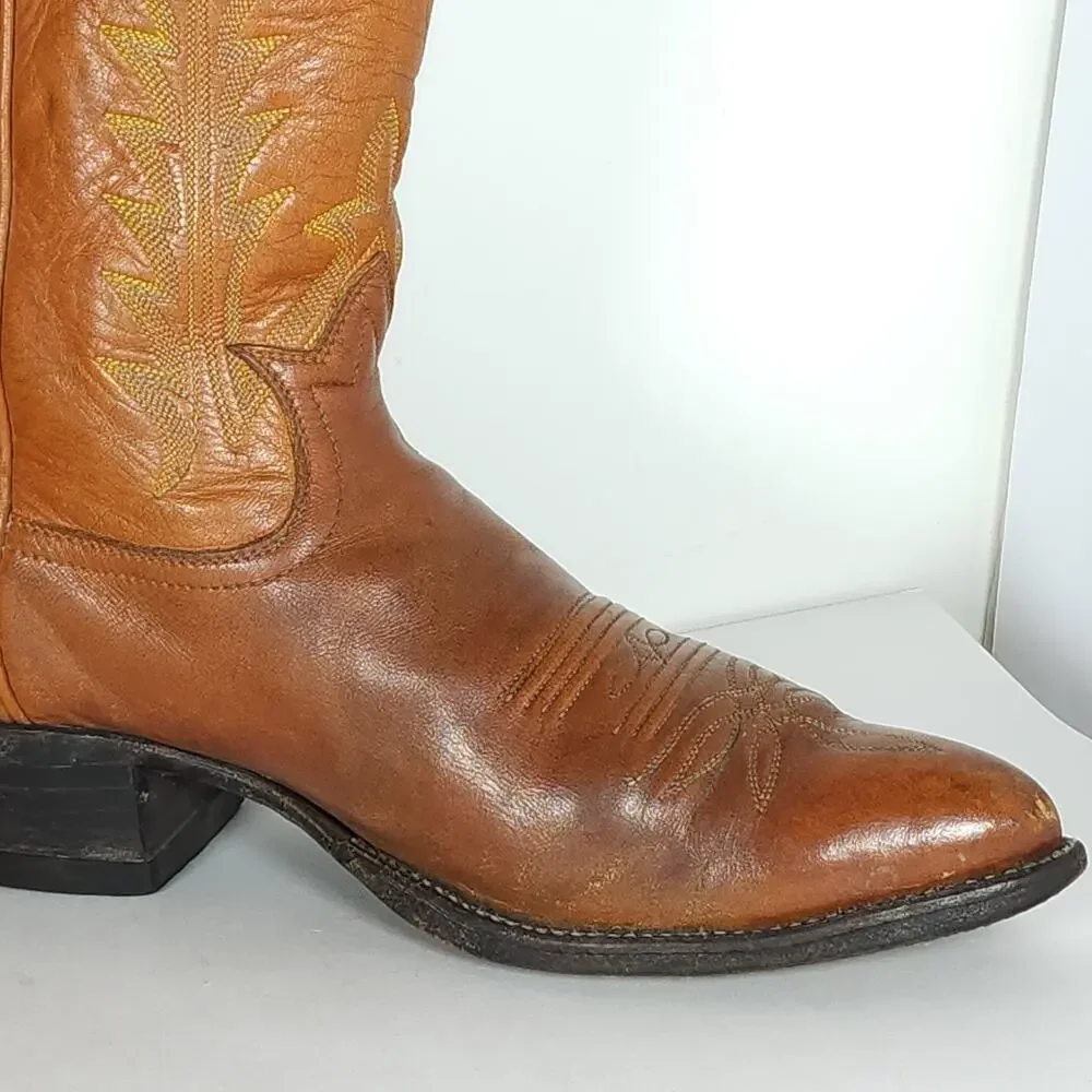 Vintage Tony Lama 0501 Men's US8D Brown Leather Western Ranch Boots